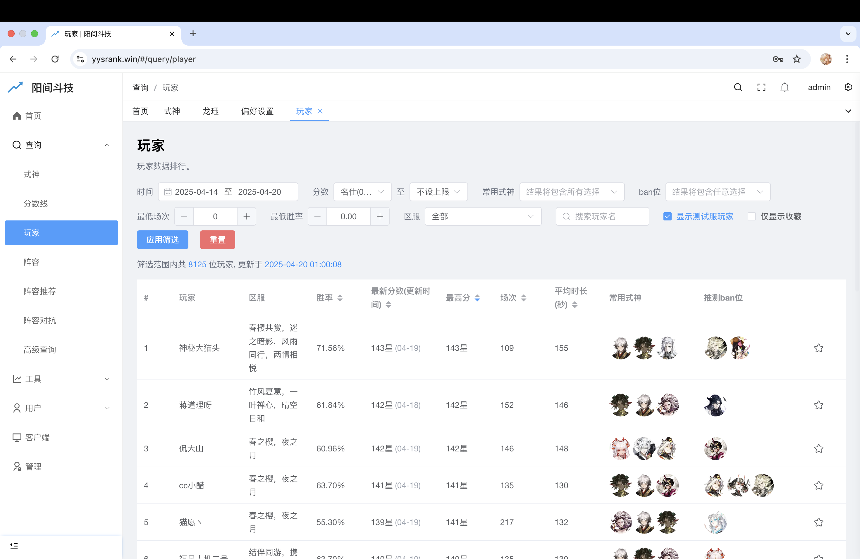 玩家排名